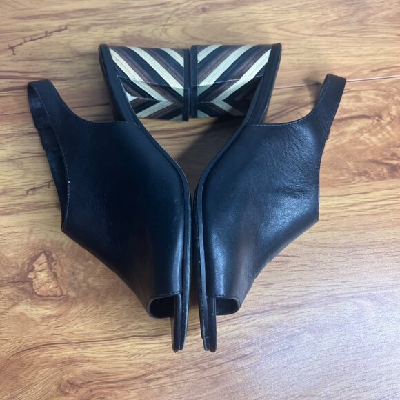 Eileen Fisher Leather Slingback Sandals Size 8 Open Toe Italian‎ Black Slip On - Picture 8 of 10